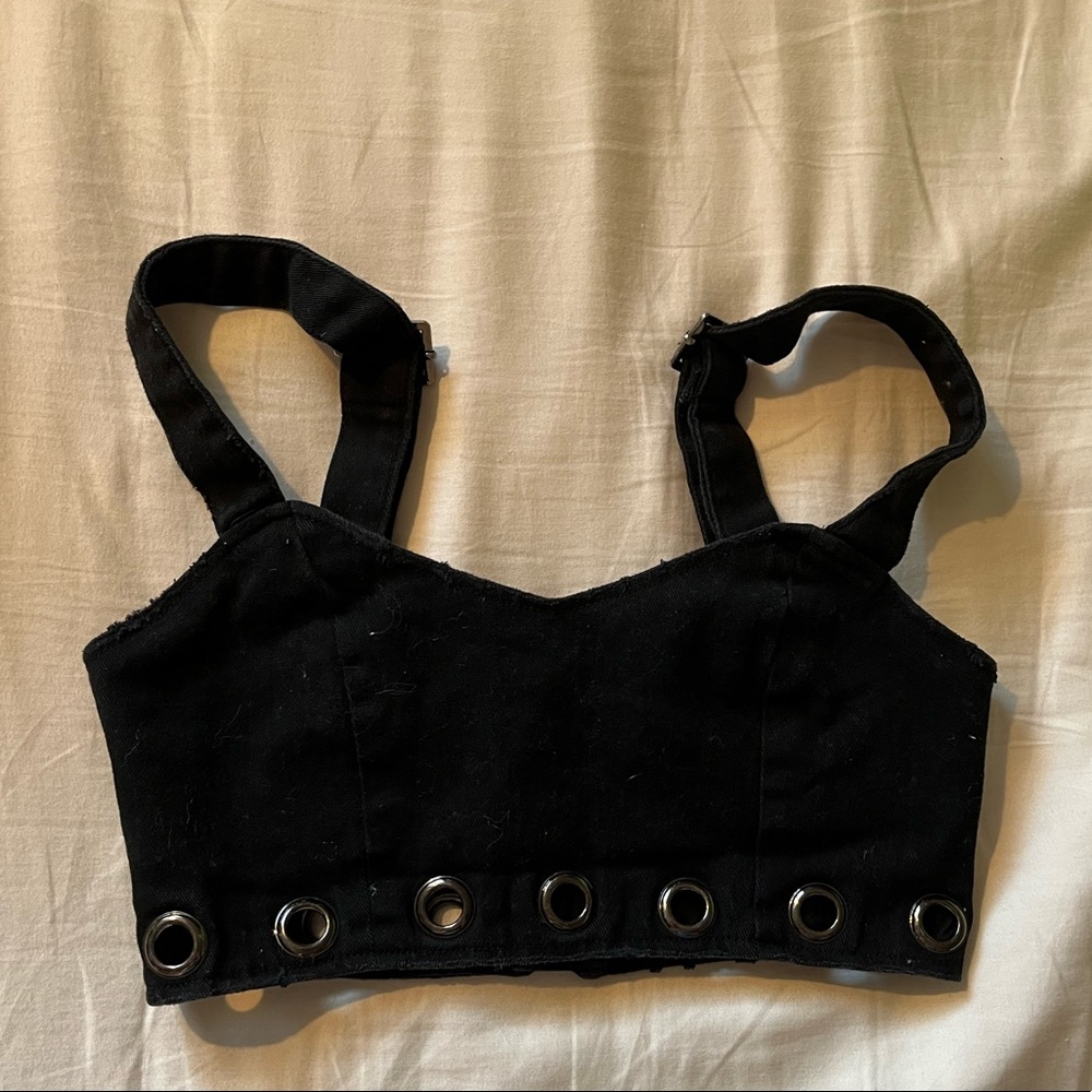 LF Carmar Denim black crop top